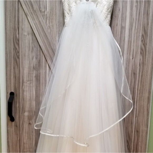 BHLDN Carrafina Full Tulle Ballgown White Wedding Dress Cathedral Veils - Picture 8 of 16